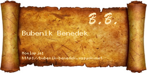 Bubenik Benedek névjegykártya